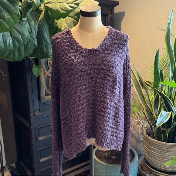 Urban Outfitters Eggplant deep Purple Chunky Knit Oversize Slouchy Sweater - Picture 1 of 13
